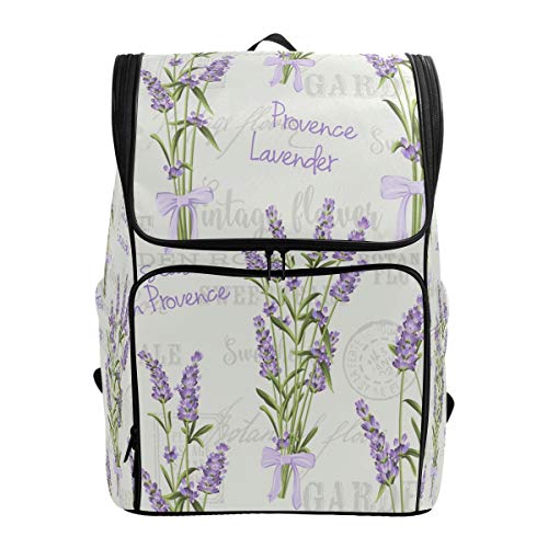 Schulrucksack mit Lavendel und grünem Gras, wasserdicht, Schultertasche, Fitnessstudio-Rucksack, Laptop-Tasche, Outdoor-Reisetasche für Kinder, Mädchen, Jungen, Frauen