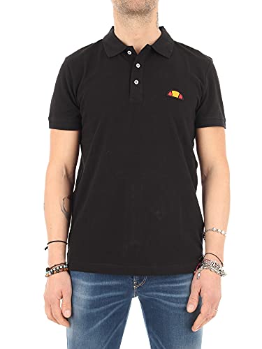 Ellesse Poloshirt für Herren, kurzärmelig, mit Logo bestickt, 100 % Baumwolle, Schwarz XL