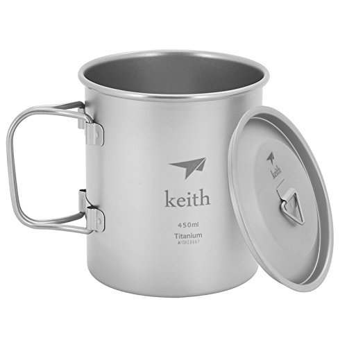 Keith Titan Becher Outdoor Mug Camping Tasse Mit Deckel Picknick Geschirr(450ml.Ti3204)