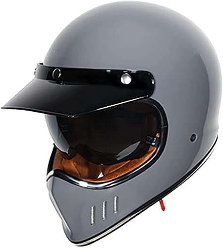 ZLYJ Solider Retro-Motorrad Integralhelm, Motocross ATV Helm, ECE-zertifizierter Multifunktionshelm, Persönlichkeit, Cooler Vierjahreszeiten-Schutzhelm H,X-Large