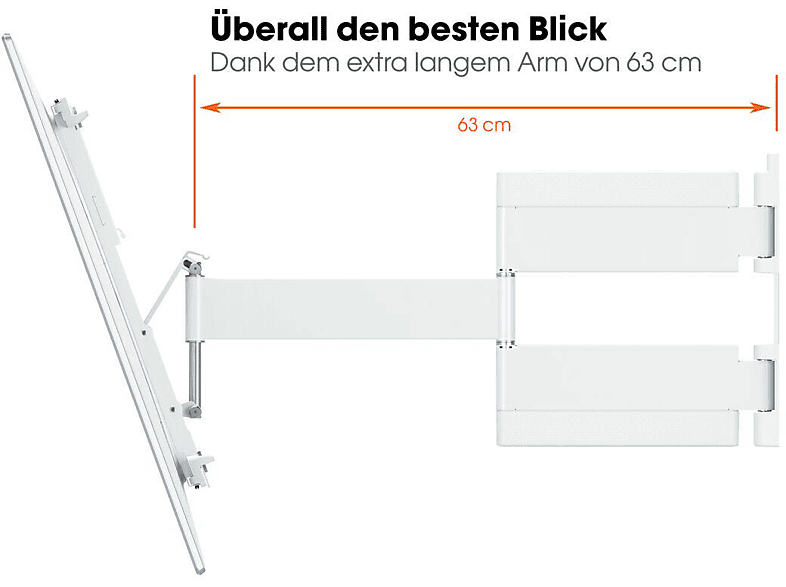 VOGEL´S Thin 445 Wandhalterung, max. 55 Zoll, Schwenkbar, Neigbar, Weiß 2