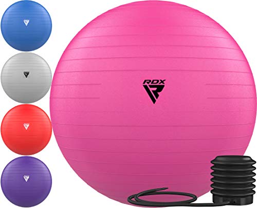 RDX Gymnastikball Extra Dicker PVC Sitzball, Yoga Pezziball Fitness Pilates Balance Ball Stuhl, Anti-Berst Stabilitätsball mit Luftpumpe Schwangerschaft Büro Core Hause Fitnessstudio Training 250 kgs