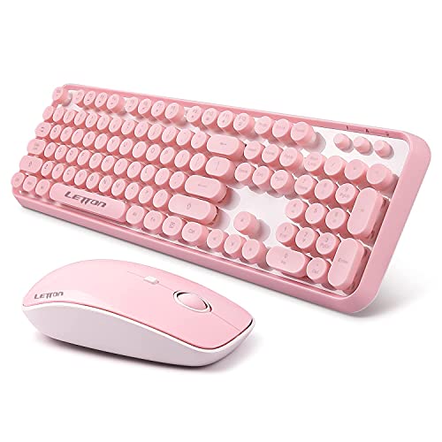 Letton Kabellose USB-Tastatur und Maus, 2,4 GHz, Pink