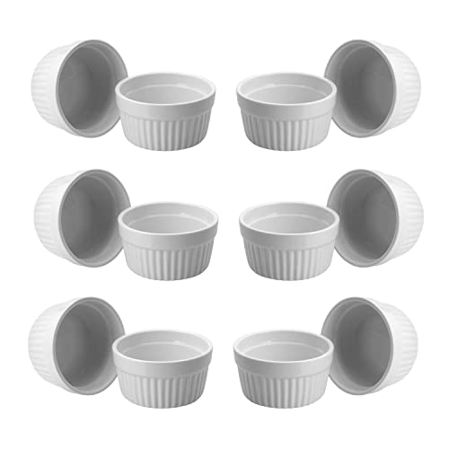 ToCi 12 weiße Creme Brulee Förmchen 9 cm | Schälchen für Ragout Fin | Pastetenform aus Keramik | auch für Schoko-Souffle