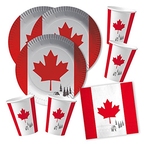 DH-Konzept 60-teiliges Party-Set Kanada - Teller Becher Servietten für 20 Personen