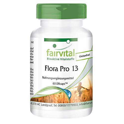 Flora Pro 13 - HOCHDOSIERT - 60 Kapseln - 13 Bakterienstämme & 41,5 Milliarden Kulturen pro Kapsel