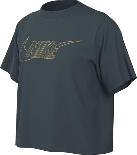 Nike Mädchen T-Shirt G NSW Tee Boxy Metallic Hbr, Deep Jungle, FJ6785-328, XS