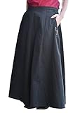 Battle-Merchant Mittelalterlicher Rock Damen Baumwolle | bodenlang und weit ausgestellt in div Farben S-XXL | Mittelalter LARP Kleidung Magd Wikinger (Schwarz, L)