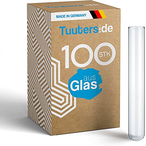 Tuuters.de 100x Reagenzgläser aus Laborglas mit Rundboden, starkwandig – Viele Größen (160 x Ø16mm)