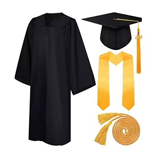 Abschlusskleider, Unisex-Abschlussrobe und Hut für Erwachsene, europäisch-amerikanischer Stil, Abschlusskleid für Erwachsene, Kappe, Quaste, Schärpe, Ehrenkordel-Set für High School und Bachelor