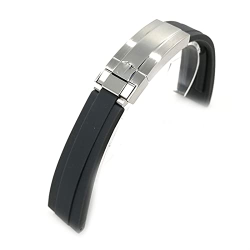 YYCHER Uhrenzubehör-Armband für Rolex Daytona Black Water Ghost Submariner Serie Herren 20 mm Gummi-Uhrenarmband Armband (Armbandfarbe: Grau, Armbandbreite: 20 mm mit Logo)
