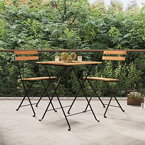 ZQQLVOO Gartenlounge Outdoor Gartenmöbel Set 3-TLG. Bitro-Set Klappbar Massivholz Teak und Stahl