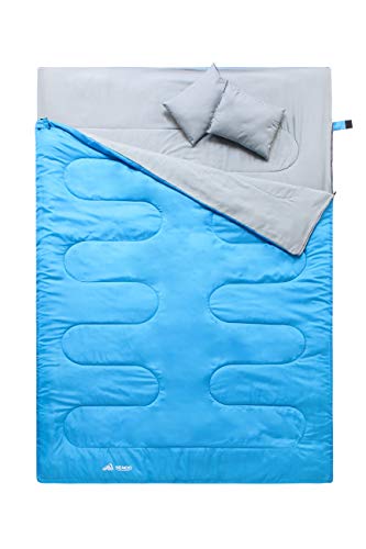 Semoo Doppelschlafsack - 3-Jahreszeiten Schlafsack für 2 Personen - 220 x 150cm (bis -5C) - Blau