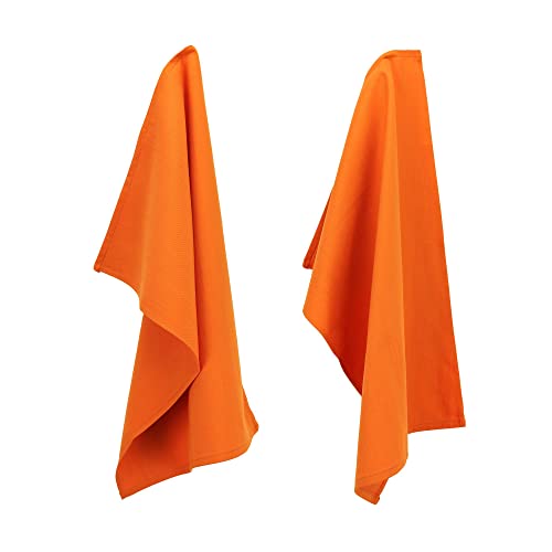 2 Stück Geschirrtücher 50 x 70 cm Leinwand Pure Kitchen Tea Towel – Orange