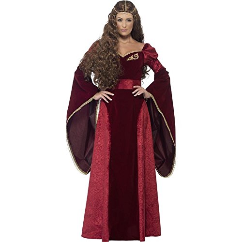 Smiffys, Damen Mittelalterliche Königin Deluxe Kostüm, Kleid, Gürtel und Kopfschmuck, Größe: S, 27877