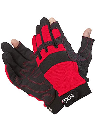 COMPASS Segler Handschuh Pro 2 Kurze Finger, 3 Lange Finger Farbe rot/schwarz, Größe H: 10