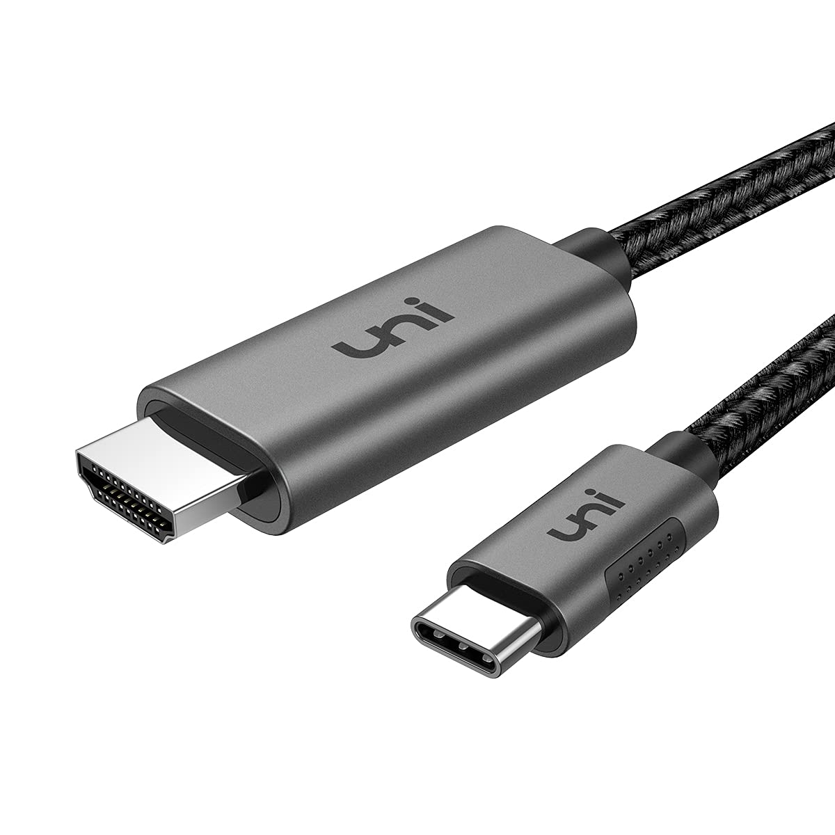 uni USB C auf HDMI Kabel 3m [4K@60Hz],Thunderbolt 3/4 kompatibel, Aluminium+Nylon, Type C zu HDMI für iPhone 15 Pro/Pro Max, MacBook iPad Pro/Air, iMac, Surface Book 2, Samsung S10, Pixelbook usw.