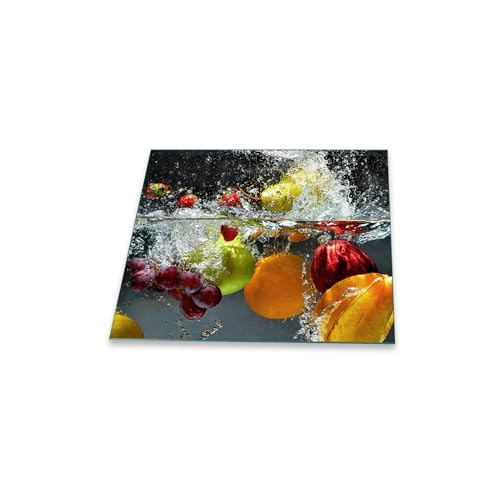 decorwelt Küchenrückwand Spritzschutz aus Glas Wandschutz Herd Spüle Obst Mehrfarbig 60x52 cm Küchenspritzschutz Fliesenschutz Fliesenspiegel Küche Dekoglas