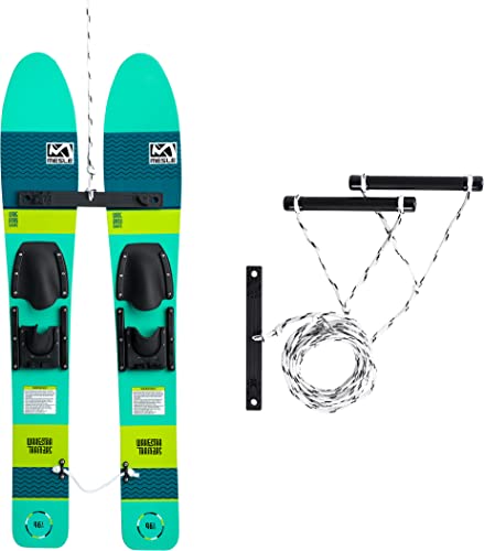 MESLE Wasser-Ski Wake Star 118 cm, Kinder Trainer-Ski bis 45 kg Körpergweicht, Set mit Leine und Trainer Bar, Farbe:grün