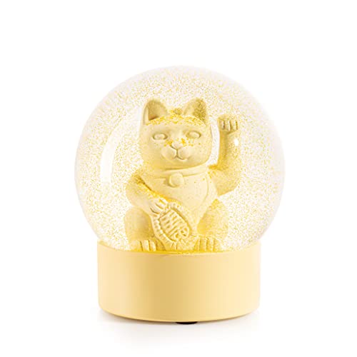 DONKEY Maneki Neko Lucky Globe Winkekatze Gelb - Die Schneekugel mit der original Lucky Cat in gelb, 11,5 cm hoch