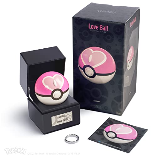 The Wand Company Love Ball Authentic Replica - Realistische, elektronische, gegossene Poke Ball mit Ball und Vitrine Lichtfunktionen Offiziell lizenziert von Pokemon