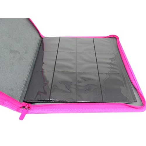 Docsmagic.de Premium Pro-Player 12-Pocket Playset Zip-Album Pink - 480 Card Binder - MTG - PKM - YGO - Reissverschluss Rosa