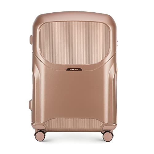 WITTCHEN Stilvoller Großer Koffer Trolley strapazierfähigem Polycarbonat Trolley 8 Rollen TSA Zahlenschloss Gedämpftes rosa