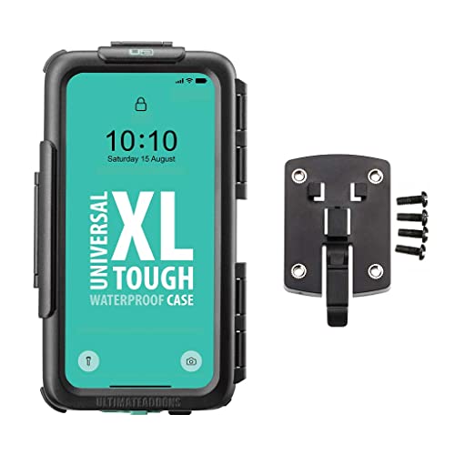 UltimateAddons Universal Smartphone Slim Tough XL (158 x 78 mm) wasserdichte Hülle mit Verstärker 4-Loch-Anschlussplatte V2