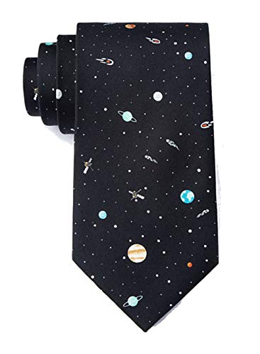 Herren-Krawatte, Mikrofaser, Sonnensystem, Astronomie, Weltraum, Neuheit - Schwarz - Einheitsgröße