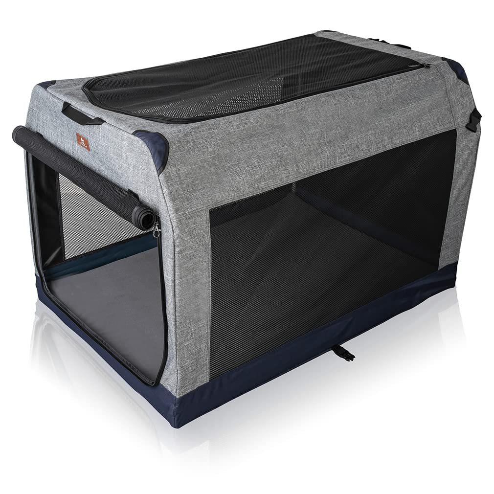 Knuffelwuff Faltbare Hundebox Auto Transportbox mit Aluminiumgestell für den Kofferraum XXL 106x71x69