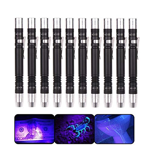 Taschenlampe mit Stiftlicht-Detektor, ultraviolett, für Test Mini-Stift, UV-Taschenlampe, 395 nm, 2 in 1 UV-Taschenlampe, LED-Taschenlampe, Schwarzlicht, 2 Lichtquellen, schwarz