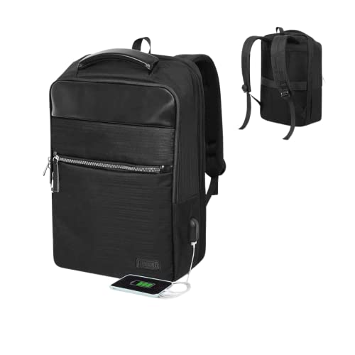 SUBBLIM V2 Air Padding Business Rucksack für Laptop, 40,6 cm (16 Zoll), mit USB-Ladeanschluss, Trolleyband, wasserdicht, Schwarz
