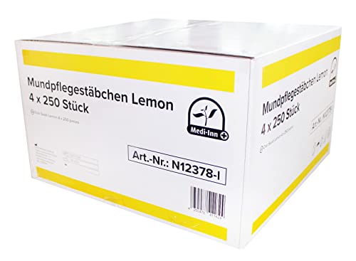 Medi-Inn Mundpflegestäbchen zuckerfrei zur Mundpflege (4 x 250 = 1000 Stück, Geschmack Lemon)