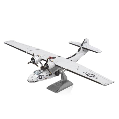 Fascinations Metal Earth Metallbausätze - Seeaufklärungsflugzeug Consolidated PBY Catalina, lasergeschnittener 3D-Konstruktionsbausatz, 3D Metall Puzzle DIY Modellbausatz 3 Metallplatinen, ab 14 Jahre