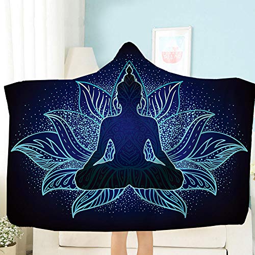 Kapuzendecke Decke Mit Kapuze Decke Mit Ärmel Buddha Statue Decke Böhmische Mandala Plüsch Decke Decke Teenager Jungen Tragbare Kapuzendecke Für Schlafsofa Kinder Lesedecke-Colo-4_150X200Cm