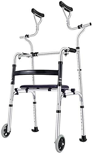 JACTZ Gehhilfe mit Gehhilfe Gehstock Stuhl Armlehne für ältere Menschen Umlenkrolle Teleskop-Krücken Faltbare Gehhilfen für ältere Menschen Gehhilfen Rollator für ältere Menschen