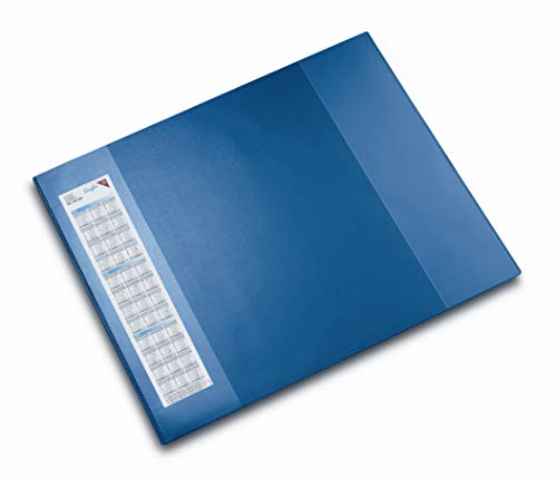 Läufer 42658 Durella D2 Schreibtischunterlage mit zwei transparenten Seitenleiste, 52x65cm, blau, rutschfeste Schreibunterlage