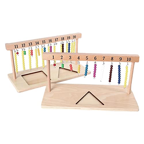 Zählperlen aus Holz - Sicheres und langlebiges Montessori Mathe-Lernspielzeug | Einfach zu verwendendes Mathe-Trainingsspielzeug mit farbigen Perlen für Kinder