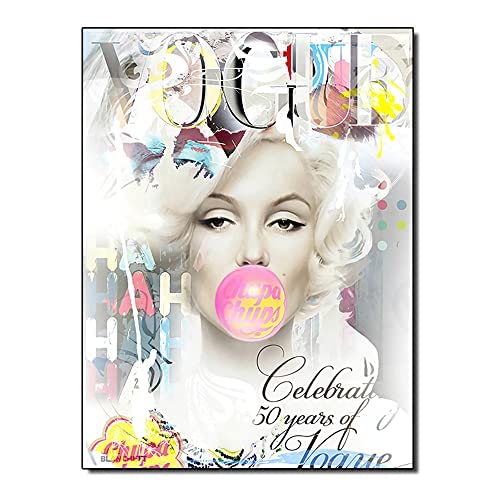 Leinwand Gemälde Vogue Marilyn Monroe Blow Bubbles Ballon Kunst Leinwanddruck Malerei Wandbild Moderne Wohnzimmer Dekoration Poster (wg425, 50x75cm kein Rahmen)
