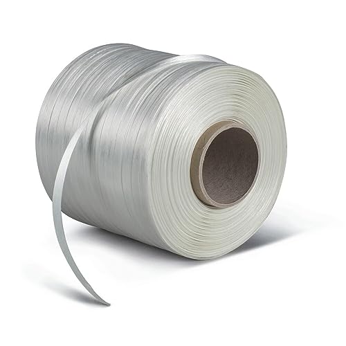 1x Umreifungsband Polyester Weiß 9 mm Bandbreite 300 kg Reißkraft 500 Laufmeter