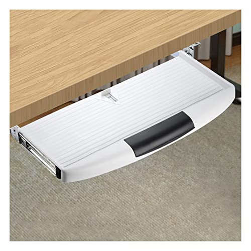 XIAOYUE Tastaturablage zum Schieben unter dem Schreibtisch, ergonomisch, Tastaturschublade zum Tippen, verstellbare ausziehbare Tastaturablage, einfache Installation (Farbe: Weiß)