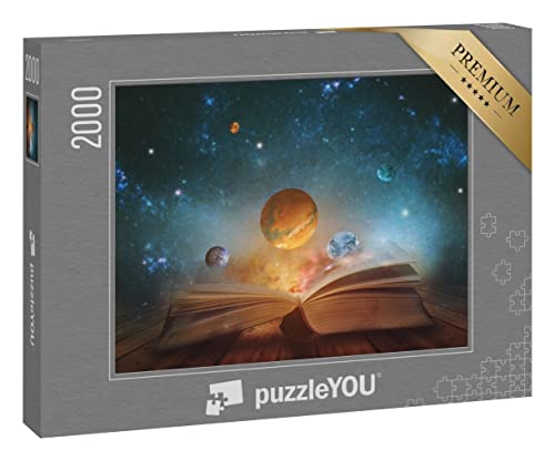 puzzleYOU: Puzzle 2000 Teile „Buch mit Planeten und Galaxien“