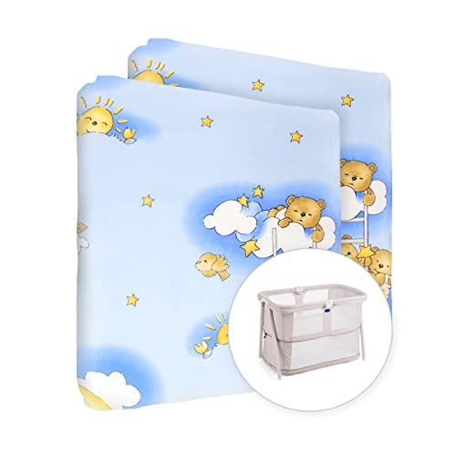 Baby Comfort Spannbetttuch für Kinderzimmer, 100 % Baumwolle, für 95 x 65 cm Reisebett, Blau