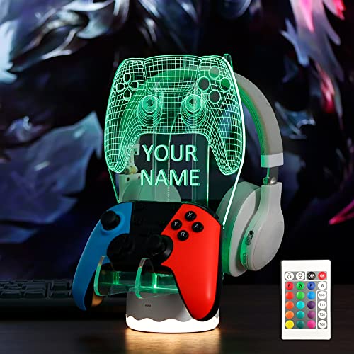 YuanDian Personalisierte Licht bis Kopfhörer-Controller-Halter, 16 Farben 3D-LED-Leuchten Gamepad Stand, Game Controller Hanger für alle Universal-Gaming-PC-Zubehör, Xbox PS4 PS5 Nintendo ONE Switch