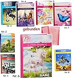 A 4 - Zeugnismappe / Zeugnisbuch - Meine Zeugnisse _ Einhorn mit Fohlen - incl. Name - GEBUNDEN mit festen Seiten - A4 - Softcover - Dokumentenmappe -..