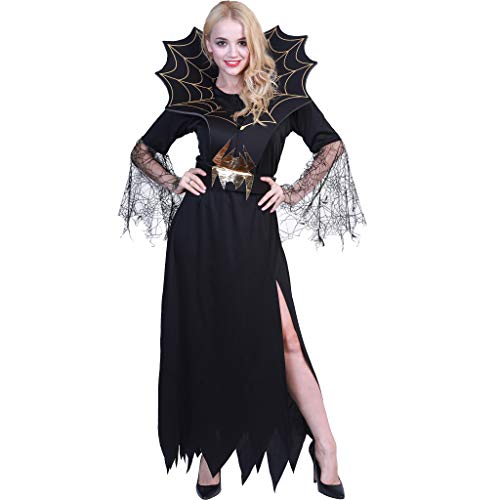 EraSpooky Damen Hexe Kostüm Faschingskostüme Spinne Cosplay Halloween Party Karneval Fastnacht Kleid für Erwachsene