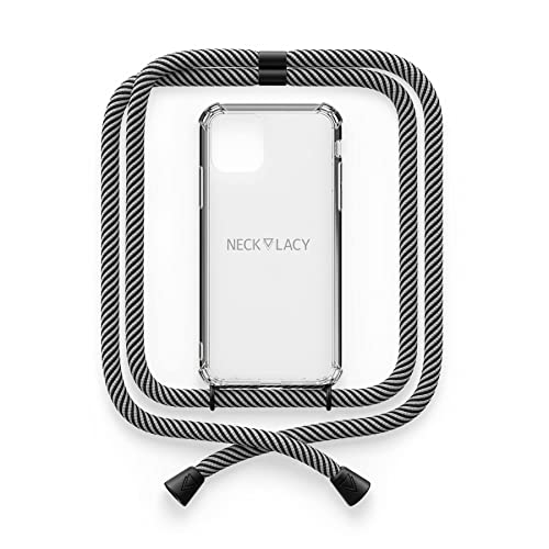 NECKLACY® - Die Premium Handykette für Apple iPhone 13 in Glow in The Dark | transparente Handyhülle mit hochwertiger Kordel zum Umhängen - Smartphone Crossbody Case