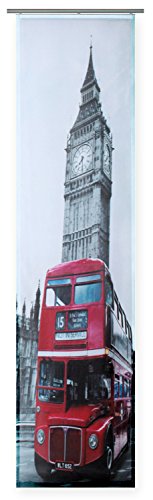 Haus und Deko Flächenvorhang Bedruckt ca. 60x245 Schiebegardine halbtransparent Gardine London