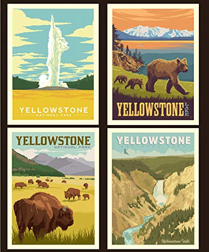 Yellowstone Kissenbezug National Parks von Anderson Design Group Collection von Riley Blake Designs PP8796R-YELL – 91,4 x 106,7 cm