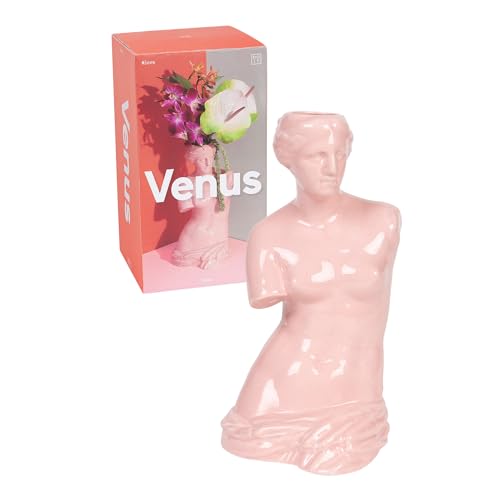 DOIY - Moderne dekorative Vase - Design der griechischen Göttin Venus - Aus Keramik - Blumenvase - Dekorative Vase - Rosa - 16x16x31cm